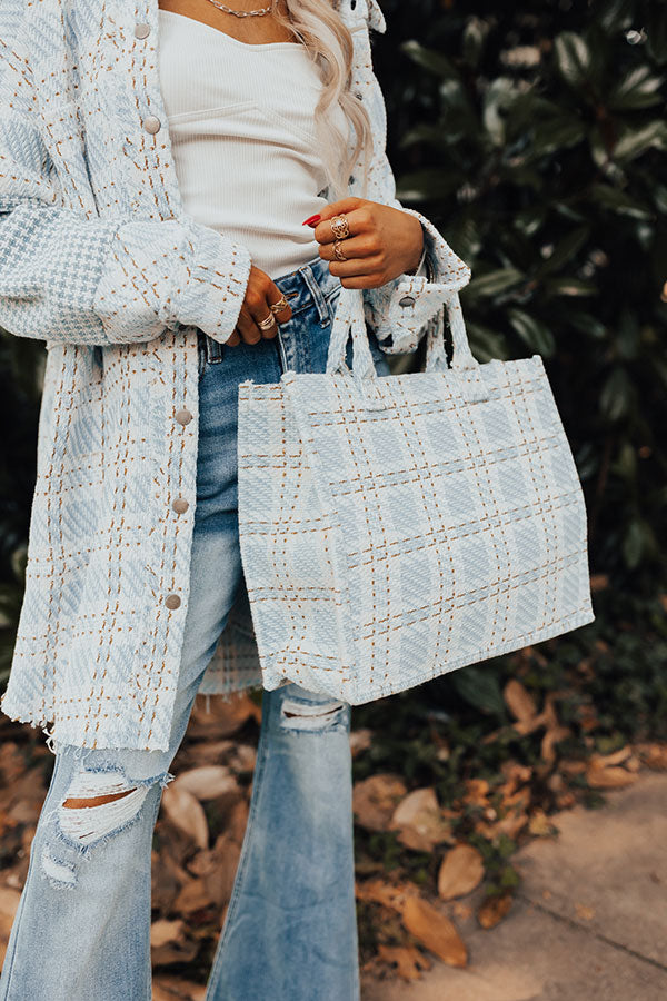 London Estate Tweed Tote In Sky Blue