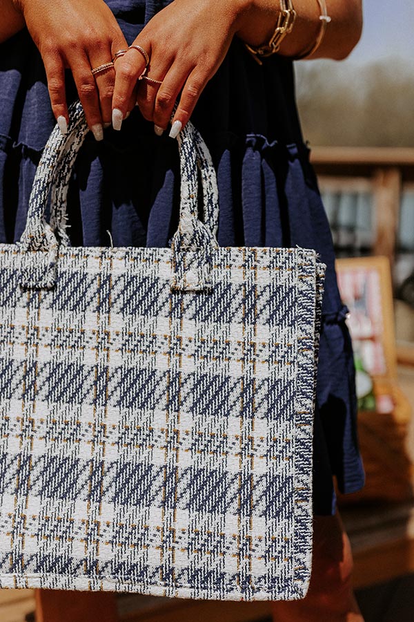 London Estate Tweed Tote In Navy Image - 3