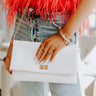 Round Of Mimosas Faux Leather Clutch In White Image - 1