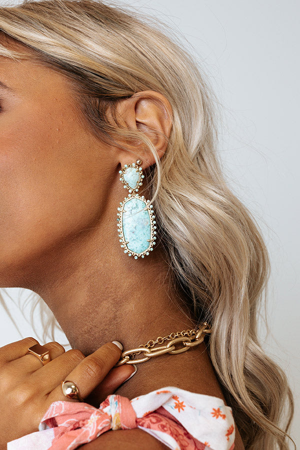 Kendra Scott Parsons Gold Statement Earring in Sea Green Chrysocolla Image - 2
