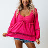 Saturday Brunch Babydoll Top In Hot Pink Image - 1