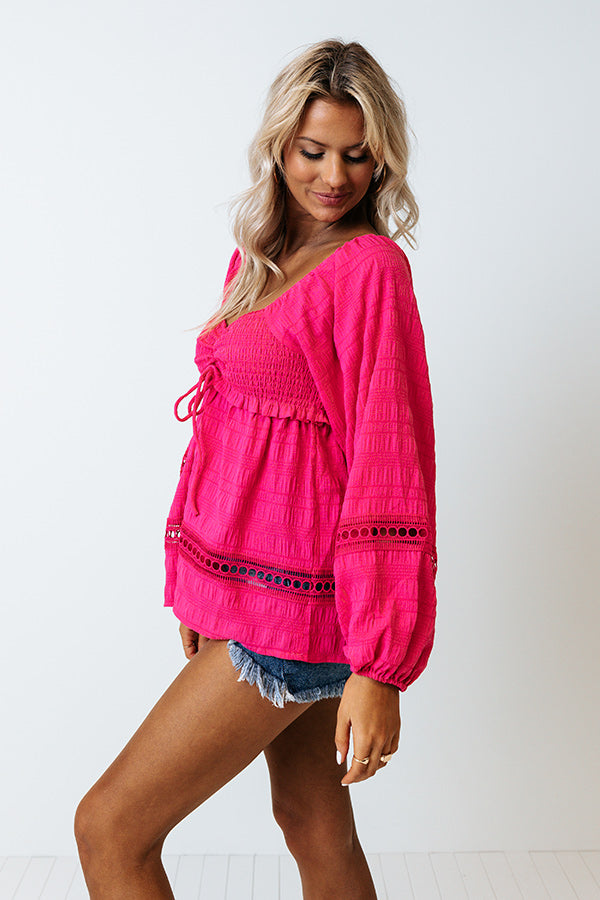 Saturday Brunch Babydoll Top In Hot Pink Image - 3