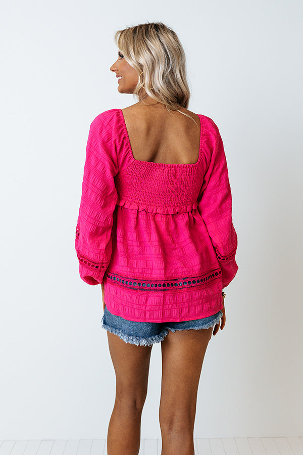 Saturday Brunch Babydoll Top In Hot Pink Image - 4