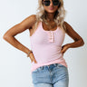 Check Her Stories Ribbed Tank In Light Pink Image - 1