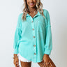 Show You Around Waffle Knit Top In Aqua Image - 1