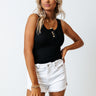 Check Her Stories Ribbed Tank In Black Image - 1