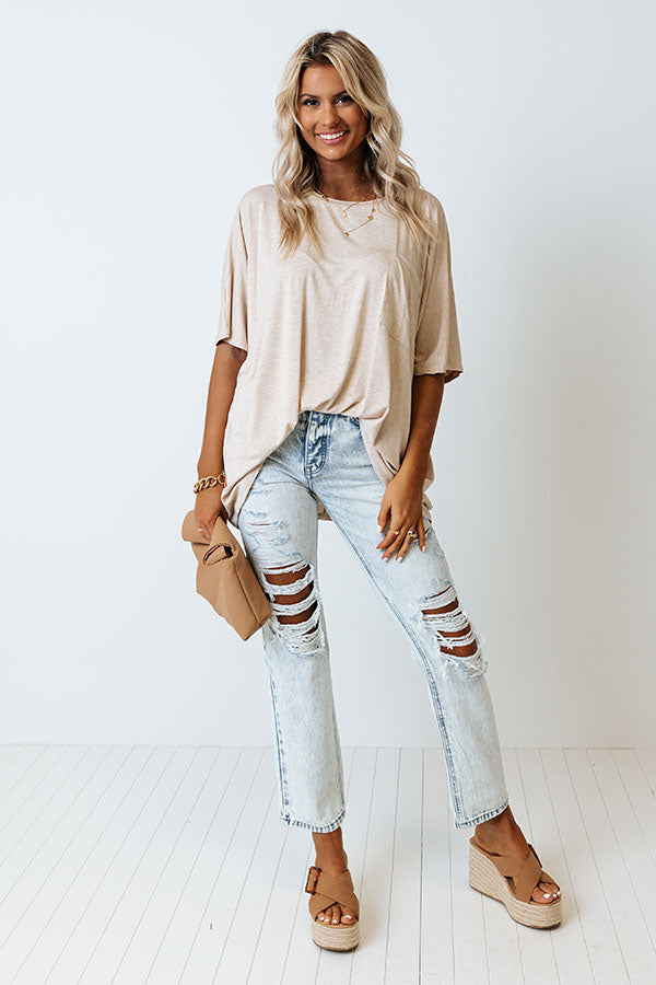 Fond Of Forever Shift Tee In Light Beige