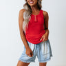 Check Her Stories Ribbed Tank In Red Image - 1