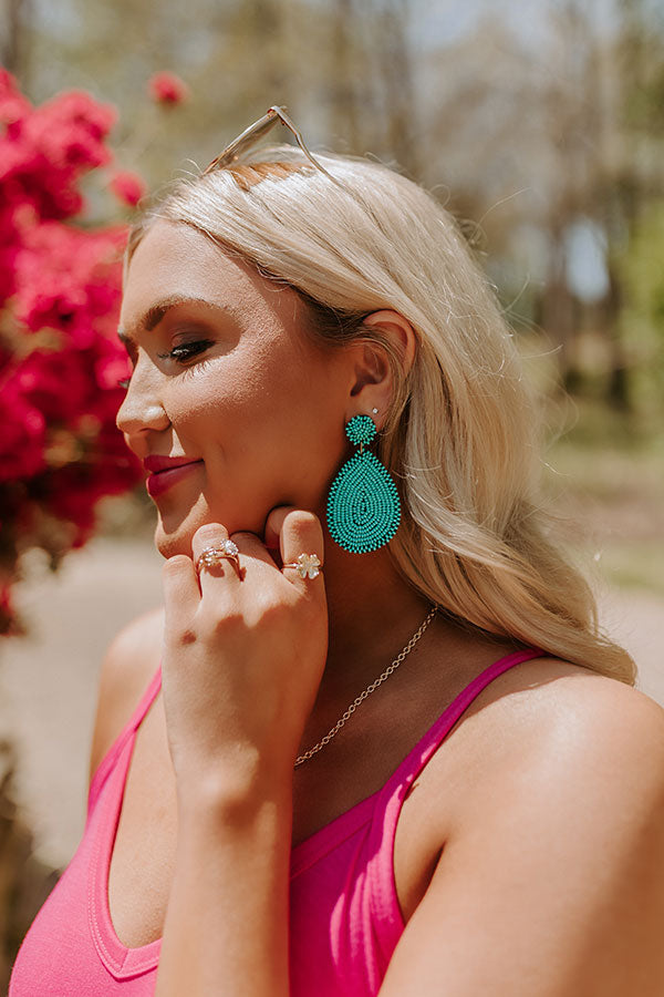 Sweetest Dream Beaded Earrings In Turquoise Image - 1