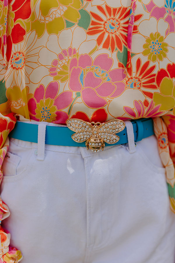 All The Buzz Faux Leather Belt In Ocean Blue Image - 2
