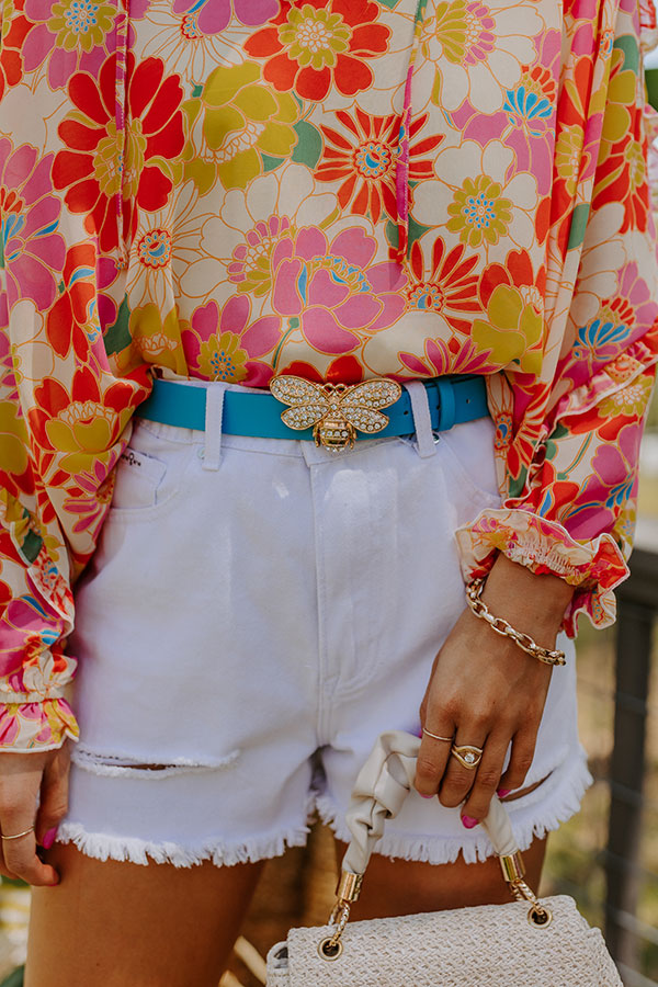 All The Buzz Faux Leather Belt In Ocean Blue Image - 1