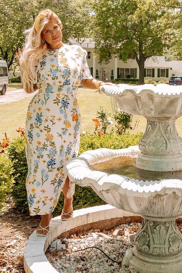 Complete Awe Floral Midi In Blue Curves Image - 1