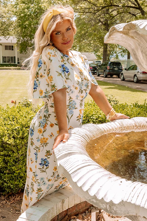 Complete Awe Floral Midi In Blue Curves Image - 2