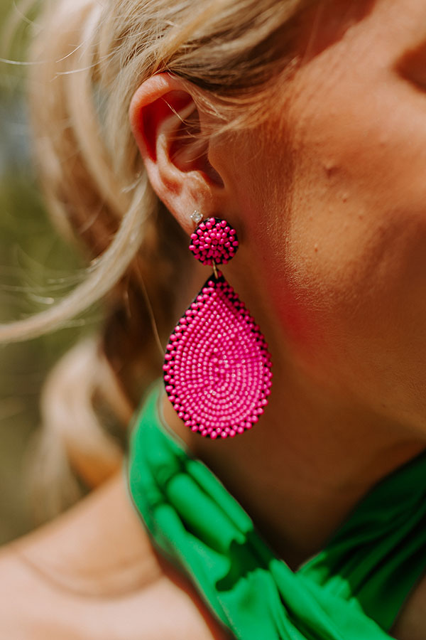 Sweetest Dream Beaded Earrings In Hot Pink Image - 2