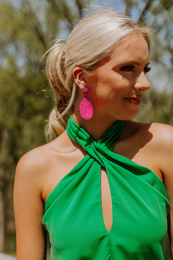 Sweetest Dream Beaded Earrings In Hot Pink Image - 1