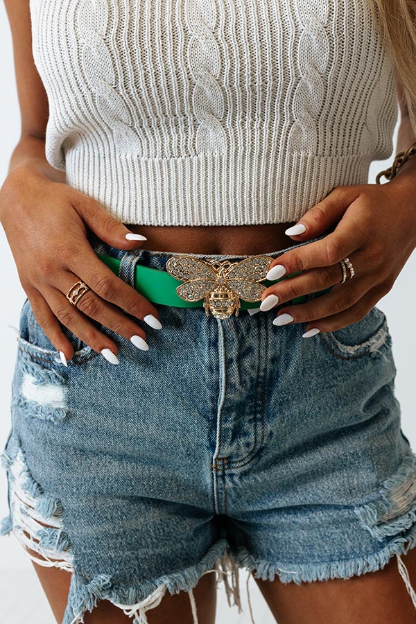 All The Buzz Faux Leather Belt In Green Image - 1