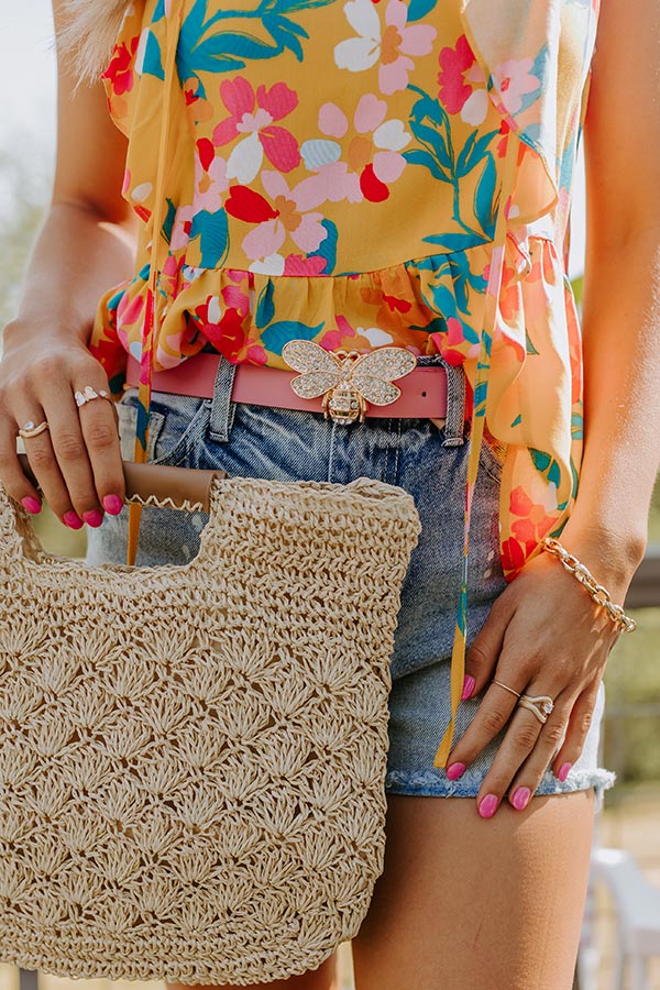All The Buzz Faux Leather Belt In Blush Image - 1
