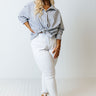 Wonderful Waves Front Tie Top In Blue Curves Image - 1