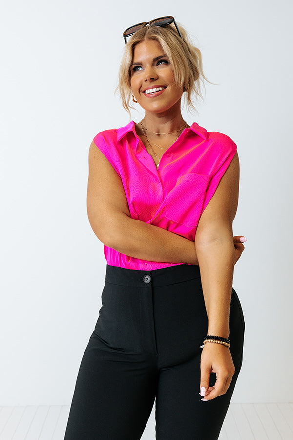 Martini Nights Shift Top In Hot Pink Curves
