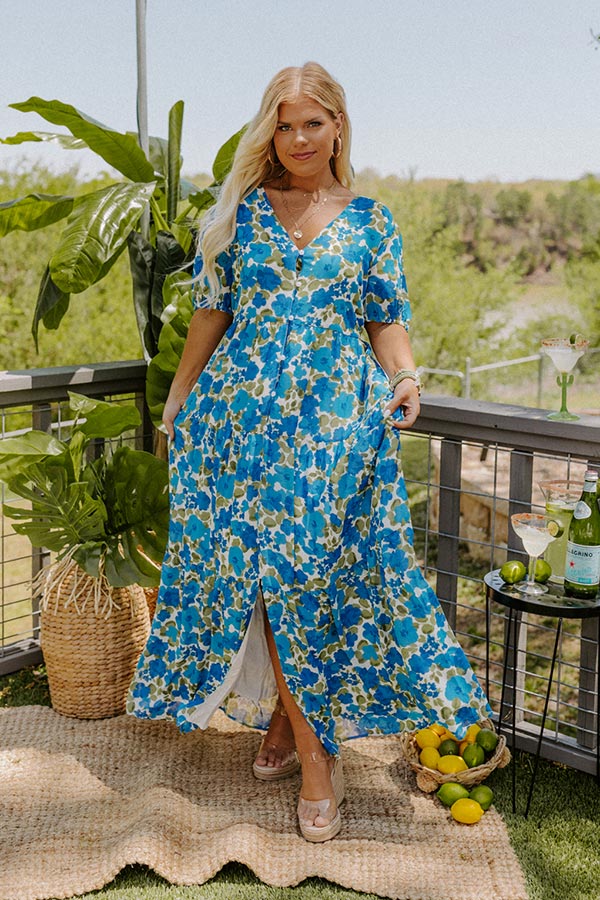 Only Sunshine Floral Maxi in Royal Blue Curves Image - 2