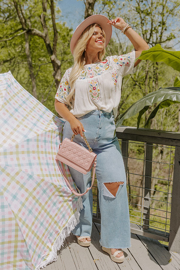 Cabana Bound Embroidered Top In Cream Curves Image - 1