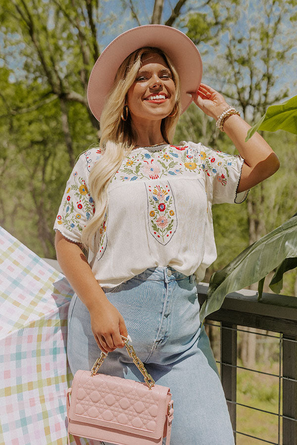 Cabana Bound Embroidered Top In Cream Curves Image - 2