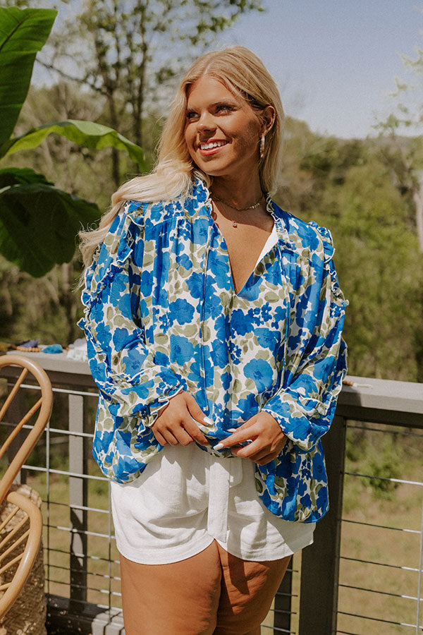 Sugary Sweet Floral Shift Top in Royal Blue Curves Image - 1