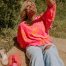 Cute Casa Floral Top In Neon Pink Curves Image - 1