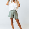 Desert Sensation High Waist Shorts In Sage Image - 1