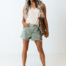 The William High Waist Distressed Shorts In Sage Image - 1