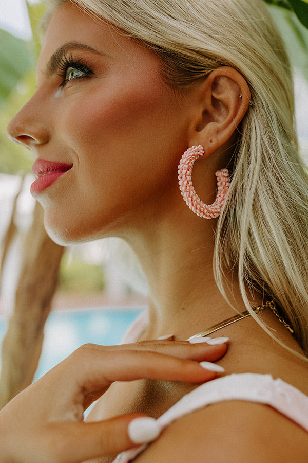 Looking Sassy Hoop Earrings In Light Pink Image - 4