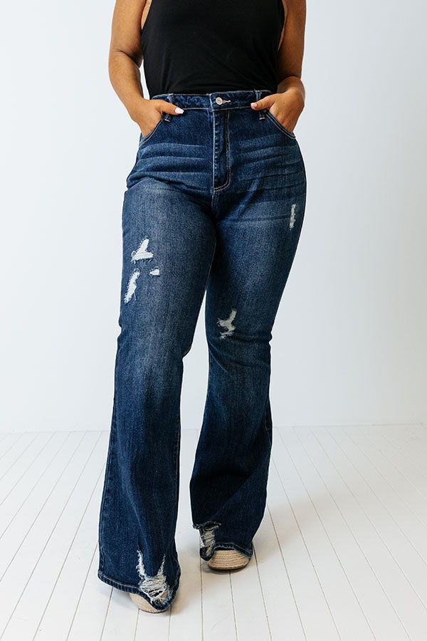 The Marrin High Waist Distressed Flare Curves
