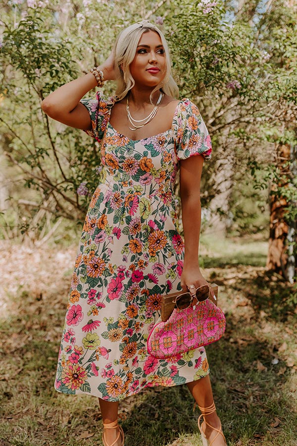 Simply Unforgettable Floral Midi In Peach Image - 1