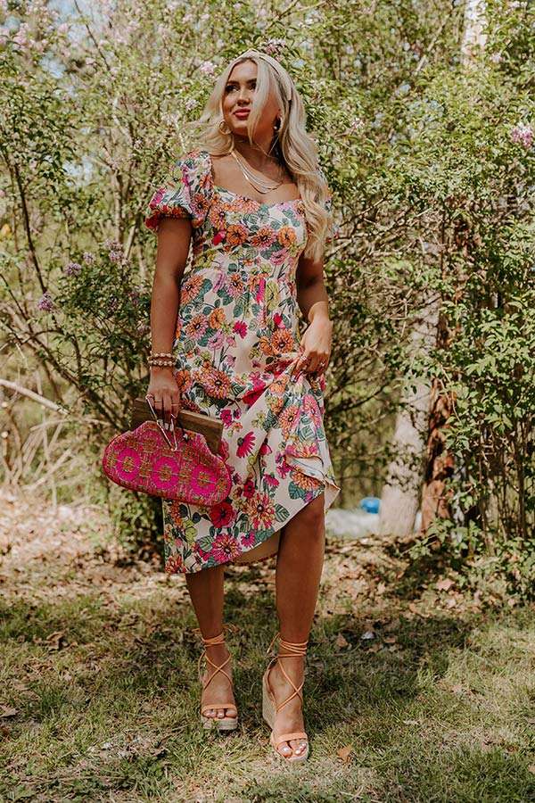 Simply Unforgettable Floral Midi In Peach Image - 2