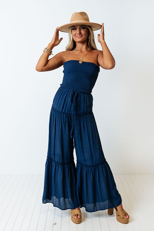 Darling Daze Smocked Jumpsuit In Navy Image - 1
