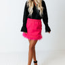 Find The Spotlight Feather Skirt In Hot Pink Image - 1