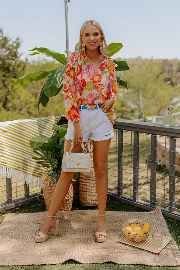 Sugary Sweet Floral Shift Top in Tangerine Image - 5