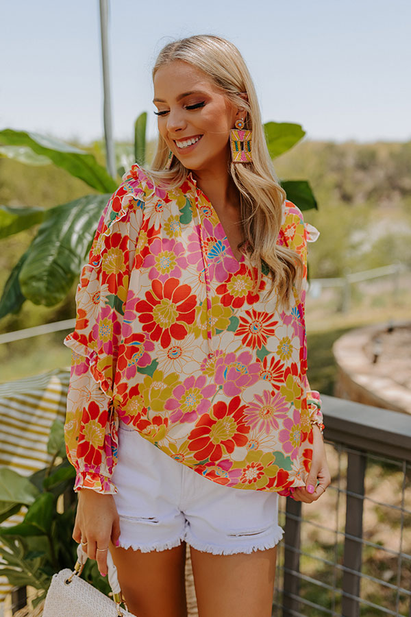 Sugary Sweet Floral Shift Top in Tangerine Image - 2