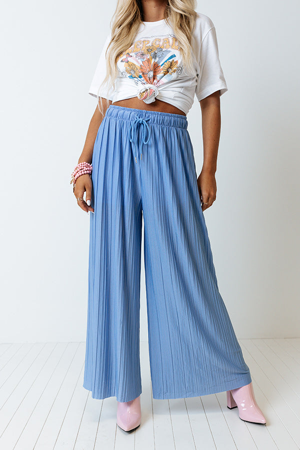 Summer In Malibu Pleated Pants In Sky Blue Image - 2