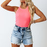 Calmer Days Ribbed Tank In Neon Pink Image - 1
