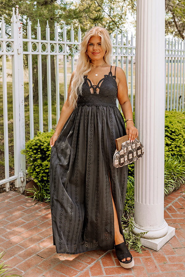 Sweetest Dream Eyelet Maxi In Black Curves Image - 1