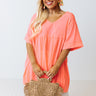 Downtown Brooklyn Babydoll Top In Neon Coral Curves Image - 1