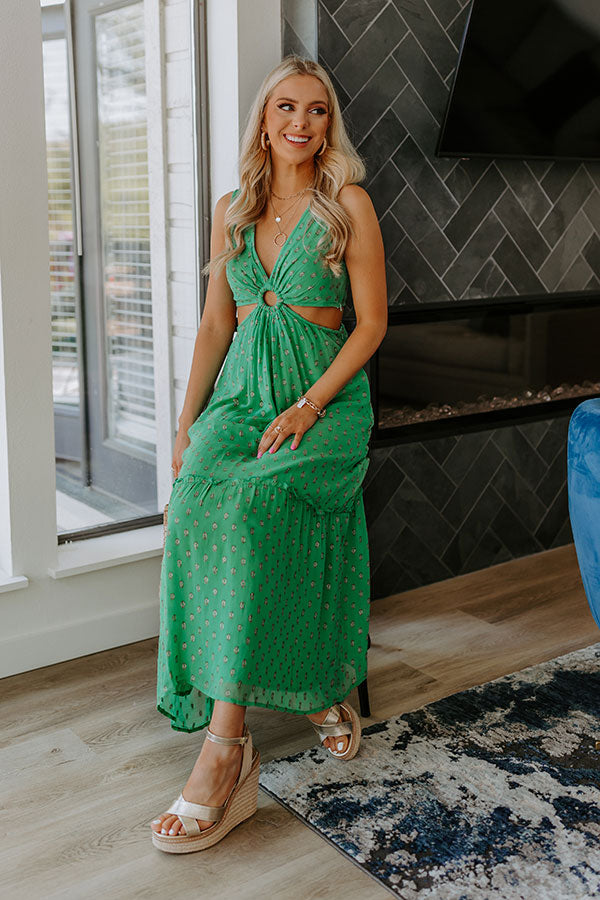 Lovely Evening Cut Out Maxi In Green Image - 2