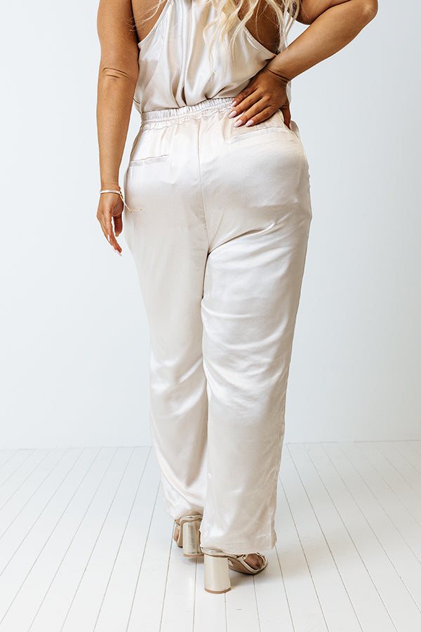 Go To Glam Satin Pants In Champagne Curves Image - 5
