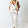 Go To Glam Satin Pants In Champagne Curves Image - 1