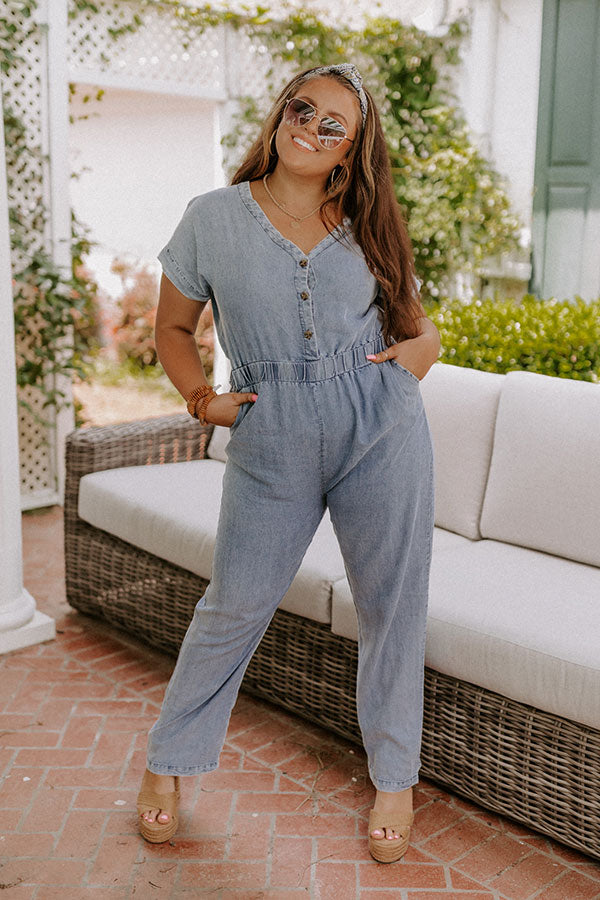 Travel Around The World Chambray Jumpsuit Curves Image - 2