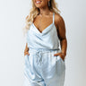 Go To Glam Satin Top In Sky Blue Curves Image - 1
