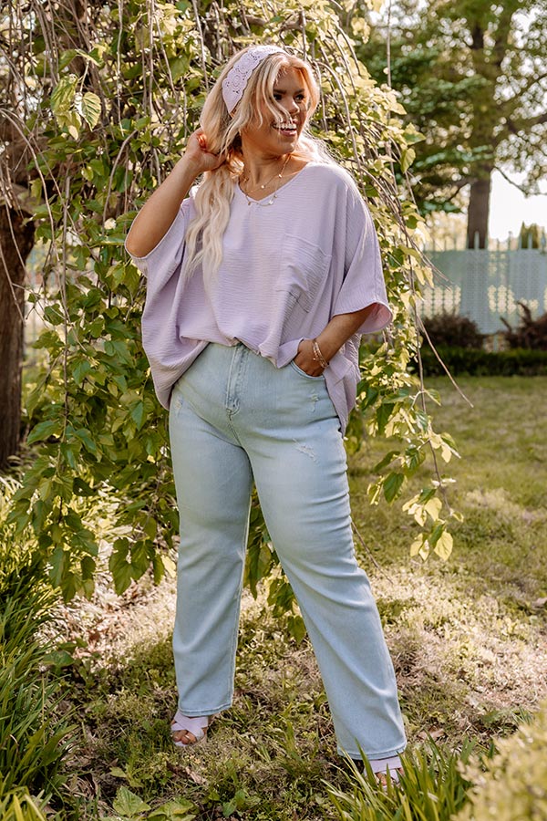 L.A. Lifestyle Shift Top In Light Lavender Curves Image - 2