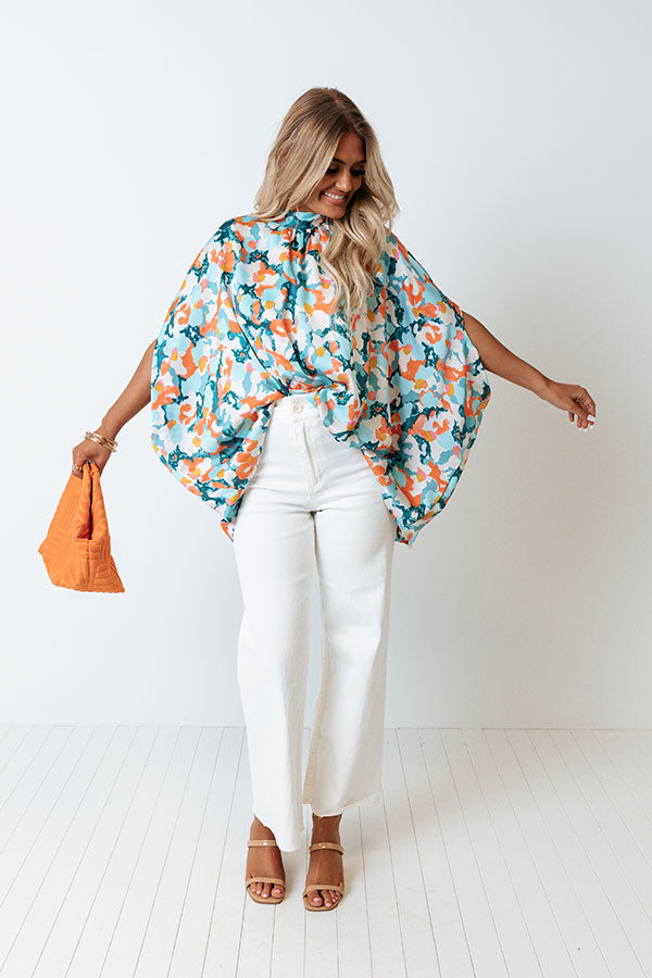 Pretty And Pleasant Satin Top In Aqua Image - 1