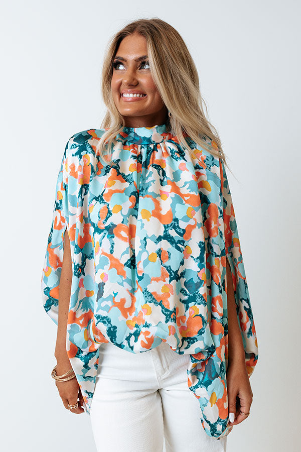 Pretty And Pleasant Satin Top In Aqua Image - 2